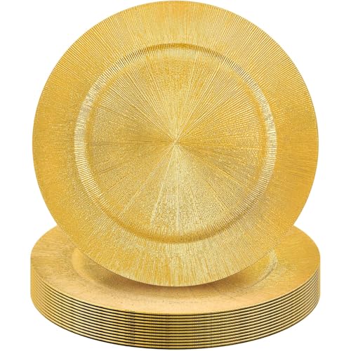 12 Pcs Gold Charger Plates Bulk (Modern Style / Gold)