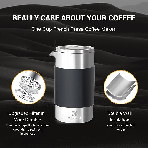 French Press Coffee Maker Set (Stainless Steel / 12 fl oz (350 ml) + 1.4 fl oz (100 ml))