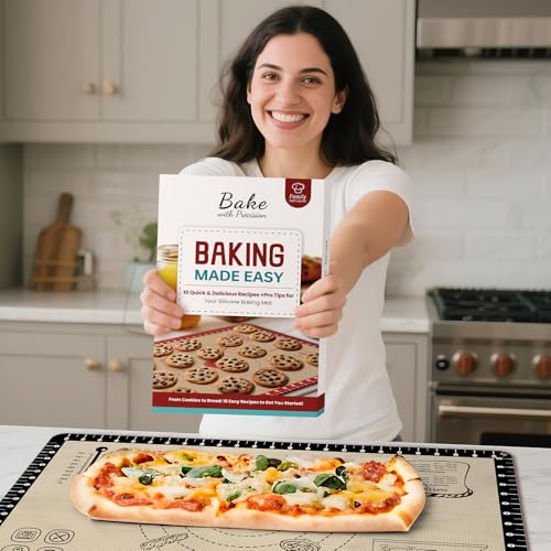 Extra Thick Silicone Baking Mat with 10 Easy Recipes (Black / 28"L x 20"W)