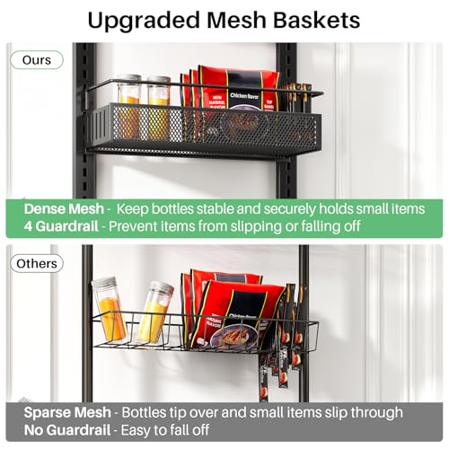 8 Tiers Narrow Over the Door Organizer (Black / 12.3" W x 4.7" D x 69" H)