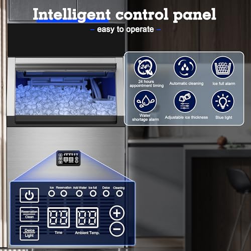 Commercial Ice Maker 200LB (200LBS/24H-55 Ice Cubes / Freestanding Ice Maker)