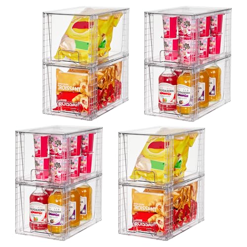 8 Pack Large Stackable Storage Drawers (Clear( 8 Pack))