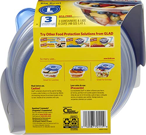 GladWare Big Bowl Food Storage Containers with Lids (Round / 3 Count (Pack of 1))