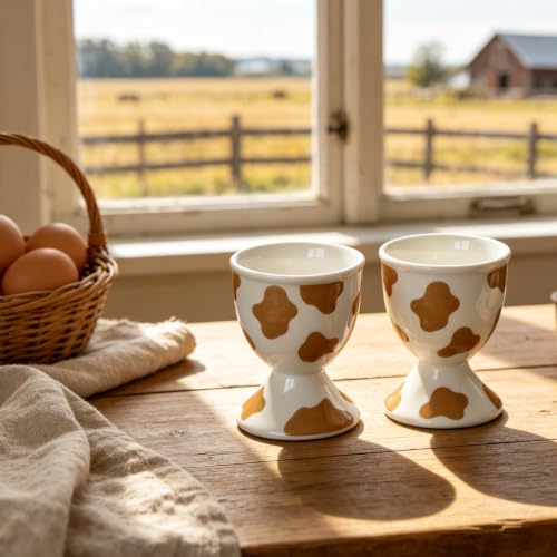 Ceramic Egg Cups (Mocha Cow)