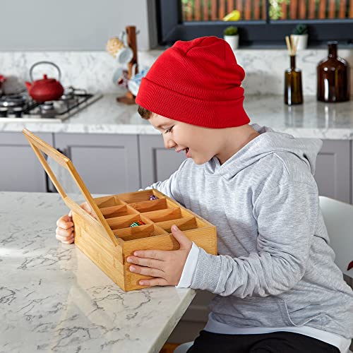Big Natural Bamboo Tea Storage Organizer (8 Compartments)