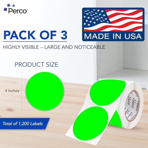 Neon Green Perforated Round Circle Dot Sticker 4 (Green - Neon / 4 Inch)