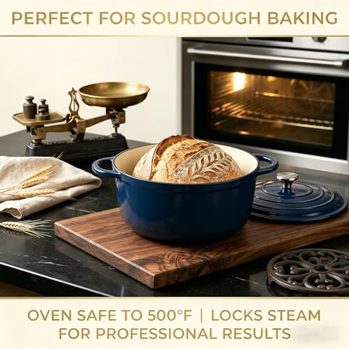 Enameled Cast Iron Cookware Set (Navy Blue)