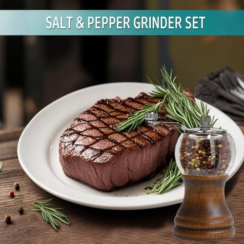 Salt and Pepper Grinder Set (1 Piece-5 in-Black)