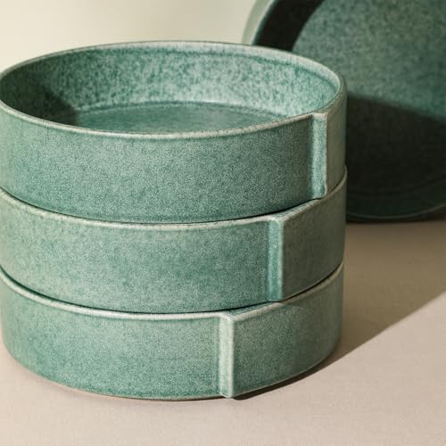 Bao 4 Piece Pasta Bowl Set Stoneware (Green / 4-Piece - Pasta Bowl)