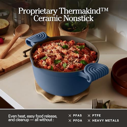 Perfect Pot 5.5 Qt Nonstick Ceramic Pot & Dutch Oven with Lid (5.5 Quarts / Blue Salt)