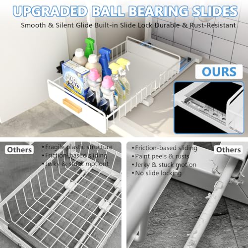 Under Sink Organizer Kitchen (Double Layer / White-2 Pack)