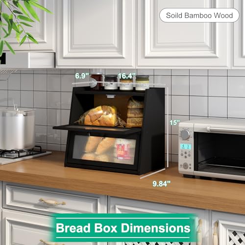 Large Black Bread Box (Black / Large-2_Tier)