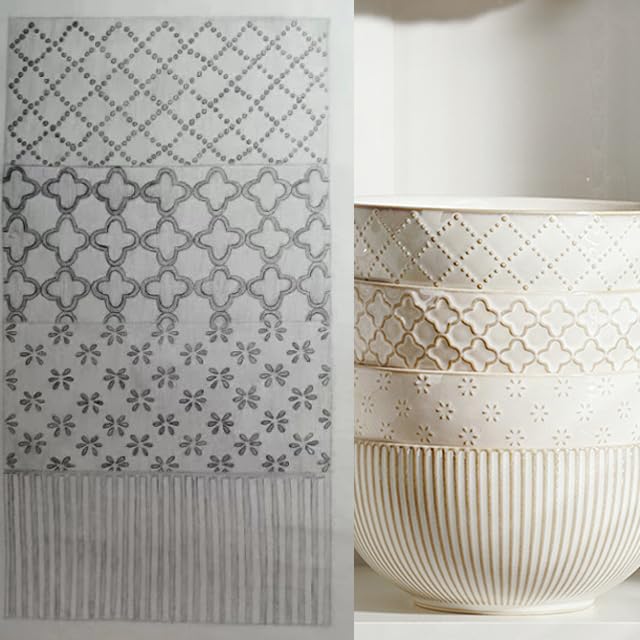 Large Serving Bowls (Embossed Stripes & Stars / 8")
