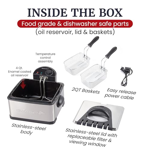 4.5Qt Deep Fryer (2 Baskets / Stainless Steel and Black)