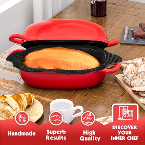 Dutch Oven 2.5QT Bread Pans with Silicone Liner for Bread Baking