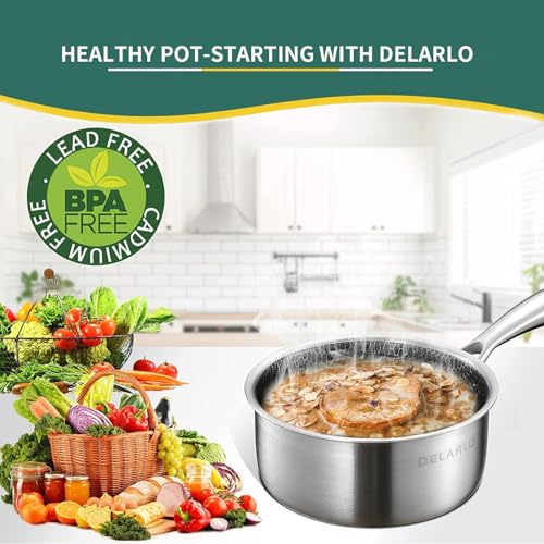 Tri Ply Stainless Steel Hybrid Non Stick Saucepan 2.5 Quart (Black)
