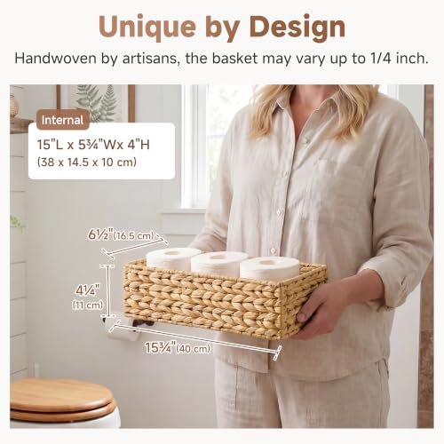 Wicker Toilet Paper Basket (Natural(Water Hyacinth) / 15 ¾"L x 6 ½"W x 4 ¼"H)