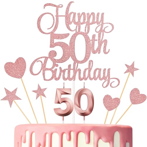 50th Birthday Cake Decorations (9 Count)