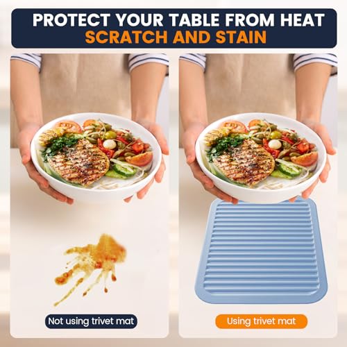 Silicone Trivet Mats 2 Heat Resistant Pot Holders Multipurpose Non (Sky Blue)