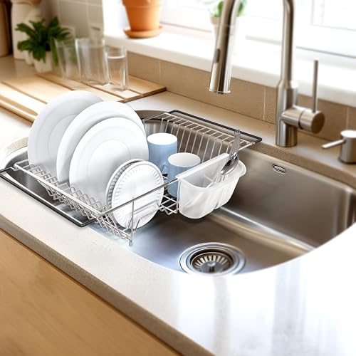 Large Stainless Over Sink Counter Top Dish Drainer Rack (Large / Chrome)