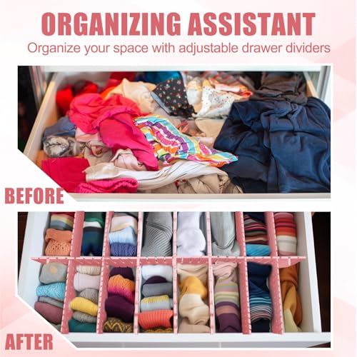 15 Pcs 5.12 Tall Drawer Divider Adjustable Drawer Organizer (Pink)