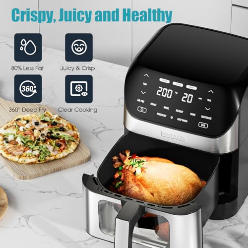 Air Fryer 6.2 QT Large Capacity Oilless Hot Air Fryers Oven 1500W Healthy Cooker with 10 Presets