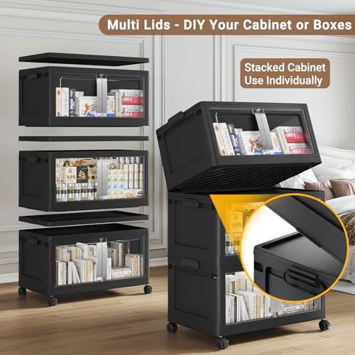 160QT Stackable Storage Bins with Lids (160QT -1pack / Black)