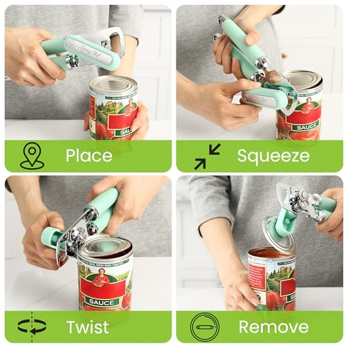 Stainless Steel Manual Can Opener with Soft Grip Handles