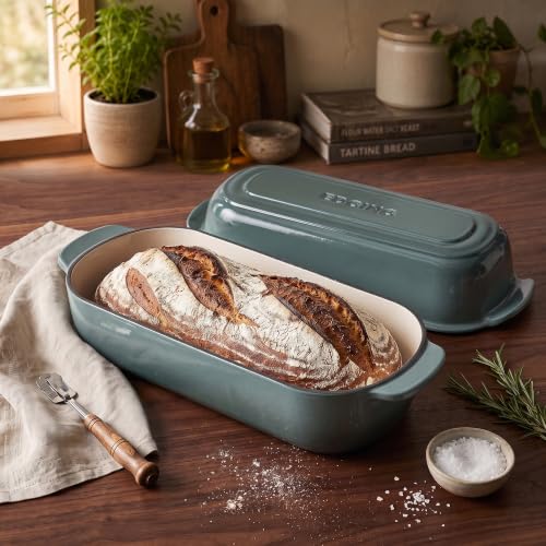 Enameled Cast Iron Loaf Pan with Lid (Slateblue)