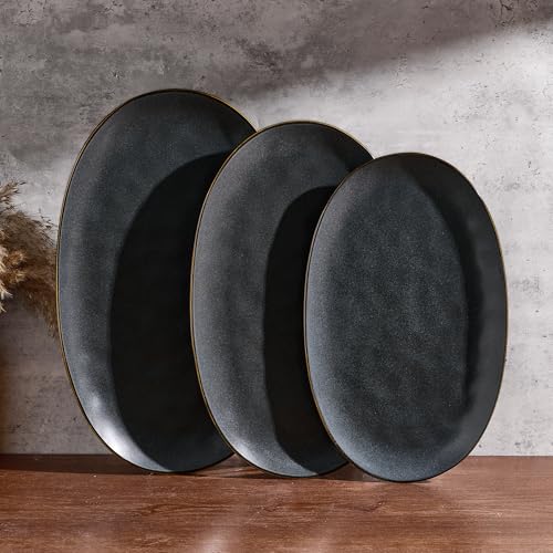 Serving Platters Set of 3 Sizes (Matte Dark Charcoal)