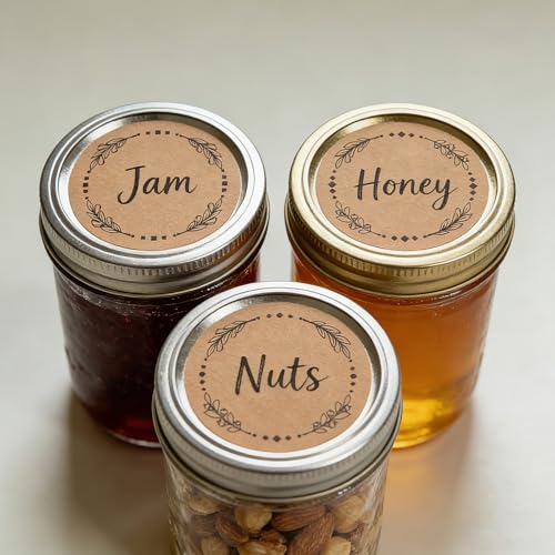 500 Pcs 2" Canning Labels for Jar and Lids (4 Different Wreath Design (Dark))