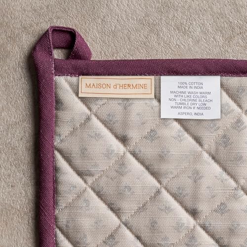 100% Cotton Oven Mitt & Pot Holder Set (016 - Fanny Lavender / 7.5" x 13" & 8" x 8" (Oven Mitt & Pot Holder))