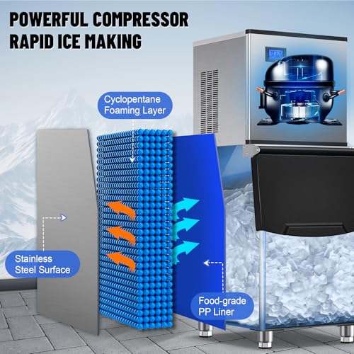 Commercial Ice Maker Machine 500Lbs (Clear Ice Cubes - 500LBS/24H)