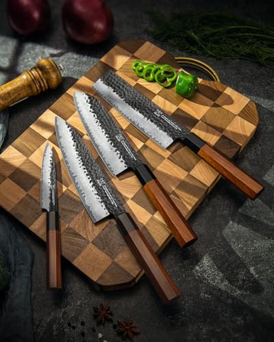 Japanese Knife Set with Block (Japanese Knife Set of 4)