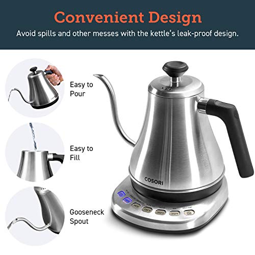 Gooseneck Electric Kettle with Temperature Control (Silver / 0.8 Quarts)