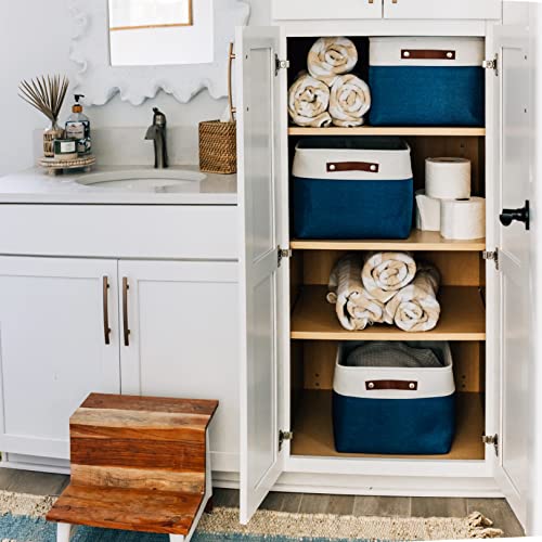 16x12.5in Storage Baskets (Navy Blue / Off-White / Extra Large - 3pc)