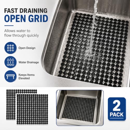 2 Pack Kitchen Sink Mats (Black)