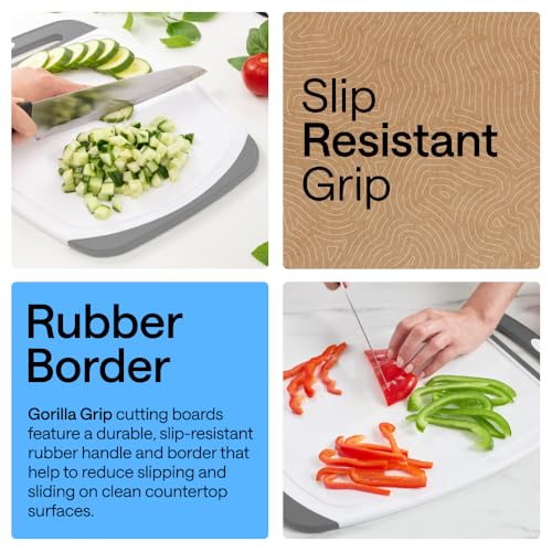 BPA Free Reversible Kitchen Cutting Board (Gray/White / Large (Pack of 3))
