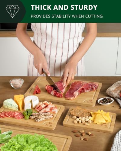 Wooden Cutting Boards for Kitchen Meal Prep & Serving (4-Piece / Natural)