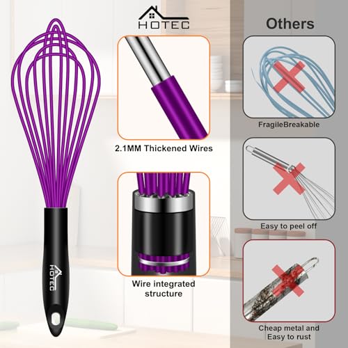 4 Pieces Silicone Whisks Set (Purple)