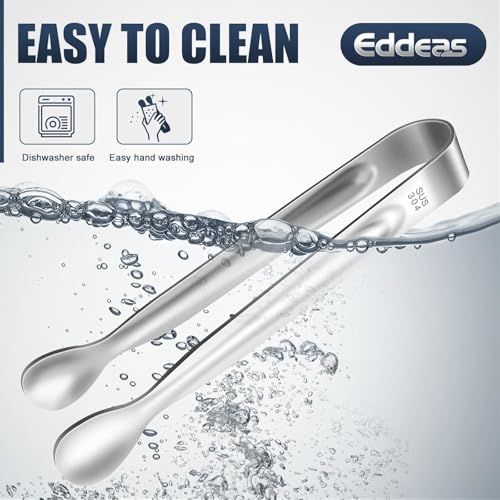 12PCS Ice Tongs Mini Sugar Tong (4+6 inch / Silver 6Pcs)