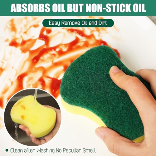 480 Pcs Individually Wrapped Sponges Kitchen Bulk Non Scratch Scouring Sponges for Dishes Household Cleaning Travel Apartments Hotel Car