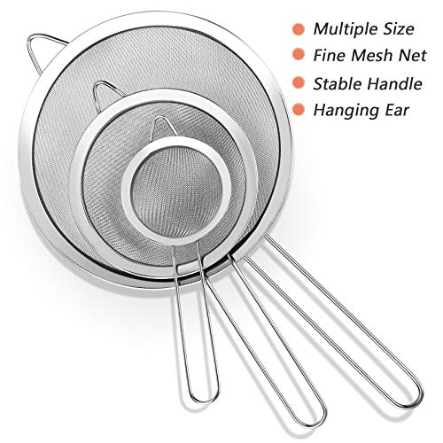 3Pcs Super Wire Extra Fine Mesh Strainer with Handle