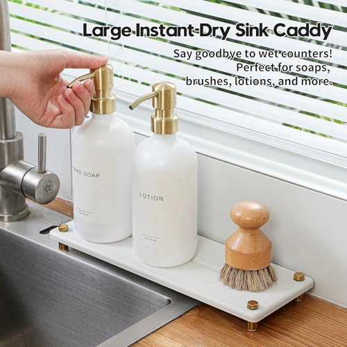 White Gold Dish Drying Rack Tray (12.5"x 4.5" - White - Gold)