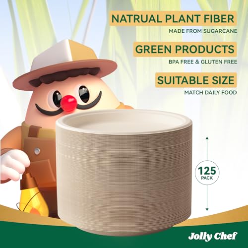 Compostable Heavy Duty Plates 𝟭𝟬 𝗜𝗻𝗰𝗵 [𝟭𝟮𝟱 𝗣𝗮𝗰𝗸] Eco (125 Count (Pack of 1) / Brown)
