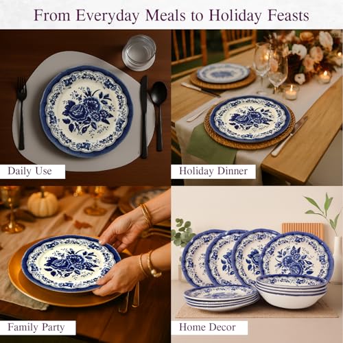 12 Piece Porcelain Dinnerware Set for 4 (12 / Victoria Blue)