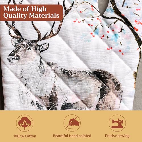 Maison d'Hermine Oven Gloves 100% Cotton Oven Mitt (116 - Rural Christmas / 7.5" x 13" (Oven Mitt))