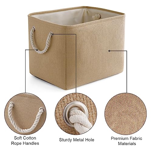 Organization and Storage Basket for Organizing (Beige / 3PCS/Large Cube - 16L×12W×12H)