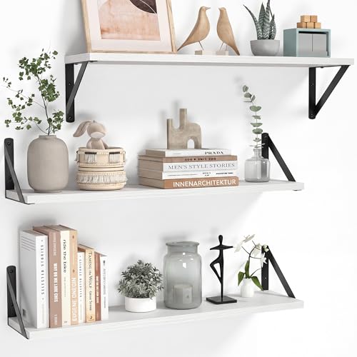 Floating Shelves for Wall (White / 27.56"W x 5.9"D x 5.4"H,Set of 3)