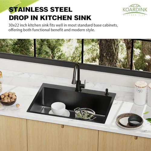 Black 30x22In Drop In Kitchen Sink (30x22 Black)